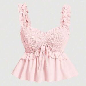 Elegant Pink Ruffled Blouse